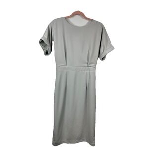 Alexia Admor Grey Back Zip Sheath Dress M Scuba Crepe Work Bodycon Minimalist